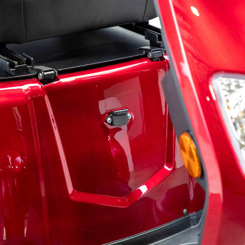 Prestige 4 wheel scooter in red charger input