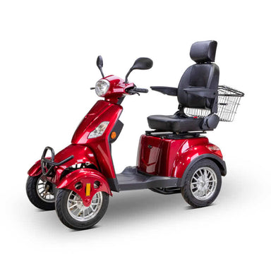 Prestige 4 wheel scooter in red left front view