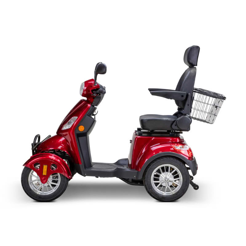 Prestige 4 wheel scooter in red left side view
