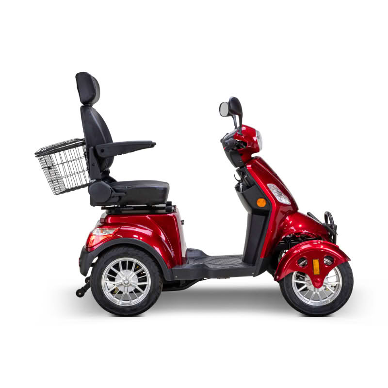 Prestige 4 wheel scooter in red, right side view