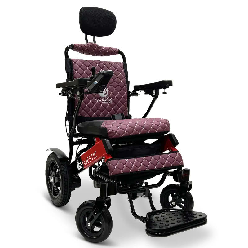 ComfyGo Majestic IQ-9000 Wheelchair in black and red, purple seat