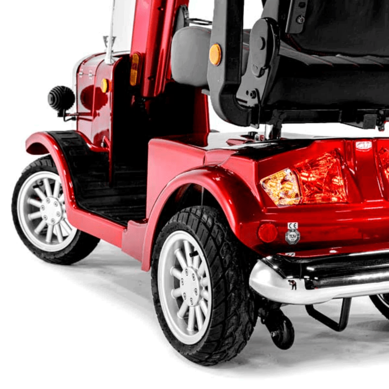 Gatsby X Vintage Mobility Scooter in red, left rear view