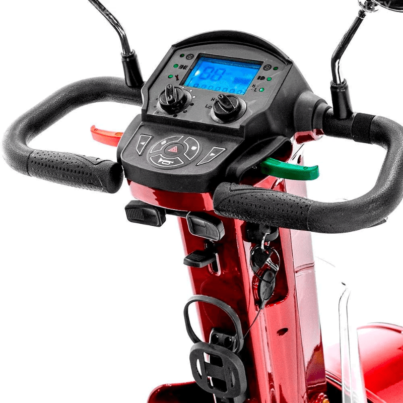 Gatsby X Vintage Mobility Scooter in red, tiller and control panel
