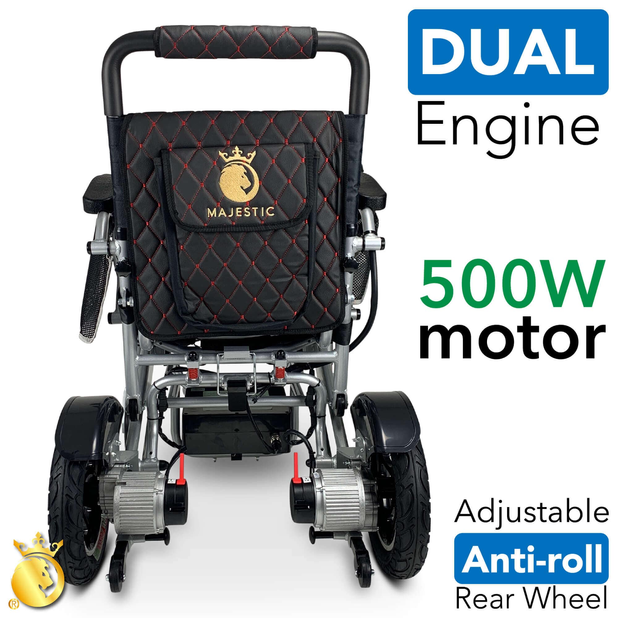 ComfyGo Majestic IQ-7000 Wheelchair in silver, dual engine and featured motor