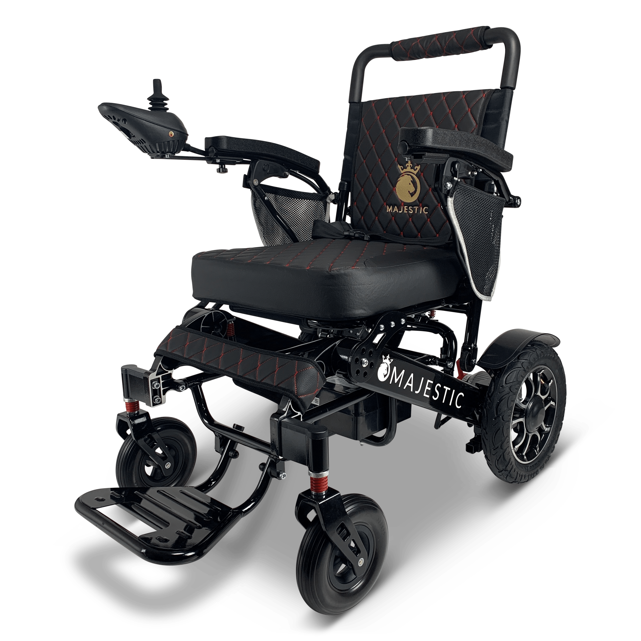 ComfyGo Majestic IQ-7000 Wheelchair in black, black seat, front left view