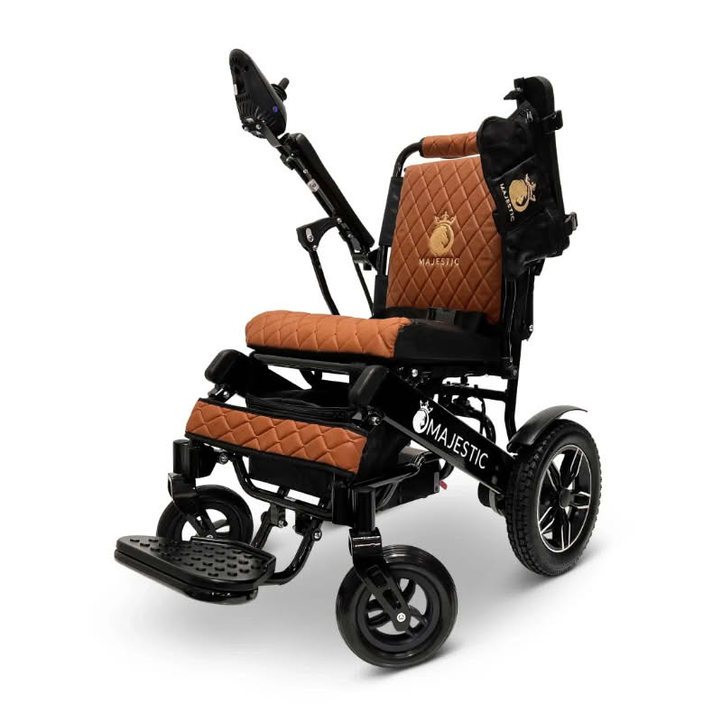 Majestic IQ-8000 Lightweight Wheelchair in black, brown seat