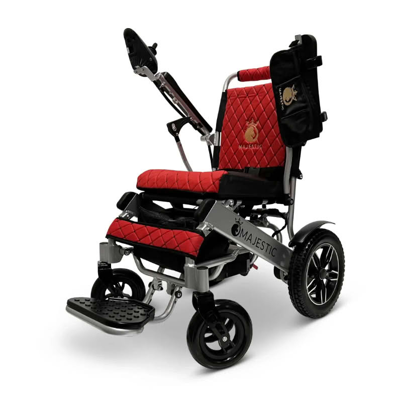 Majestic IQ-8000 Lightweight Wheelchair in silver, red seat