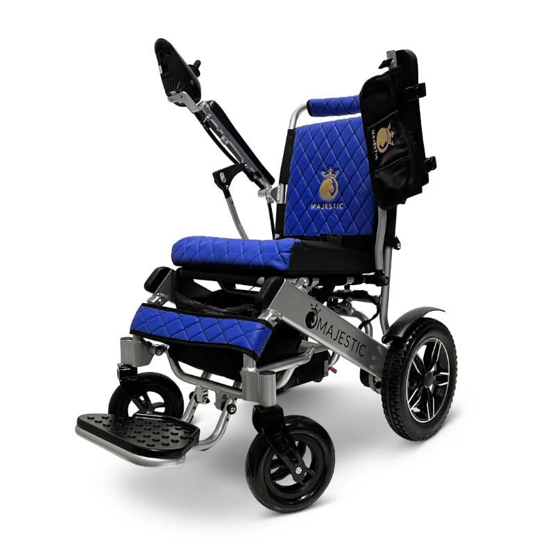 Majestic IQ-8000 Lightweight Wheelchair in silver, blue seat