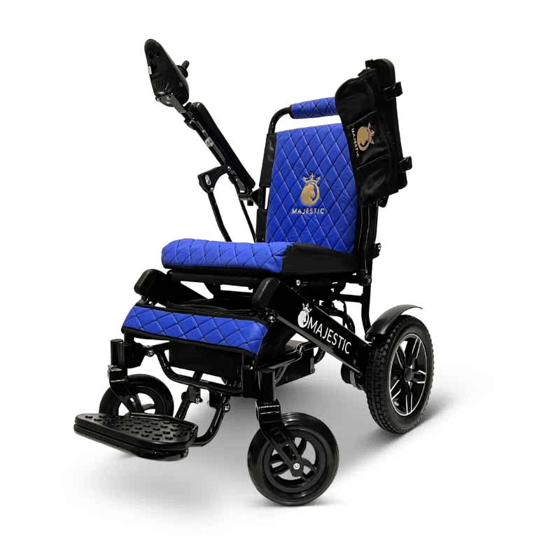 Majestic IQ-8000 Lightweight Wheelchair in black, blue seat
