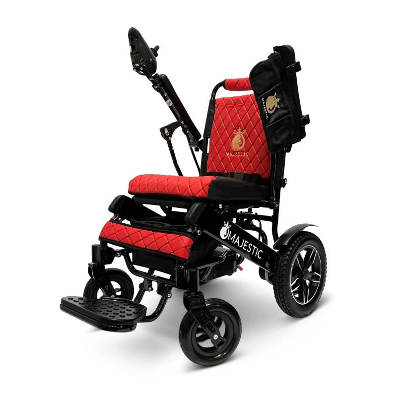 Majestic IQ-8000 Lightweight Wheelchair in black, red seat