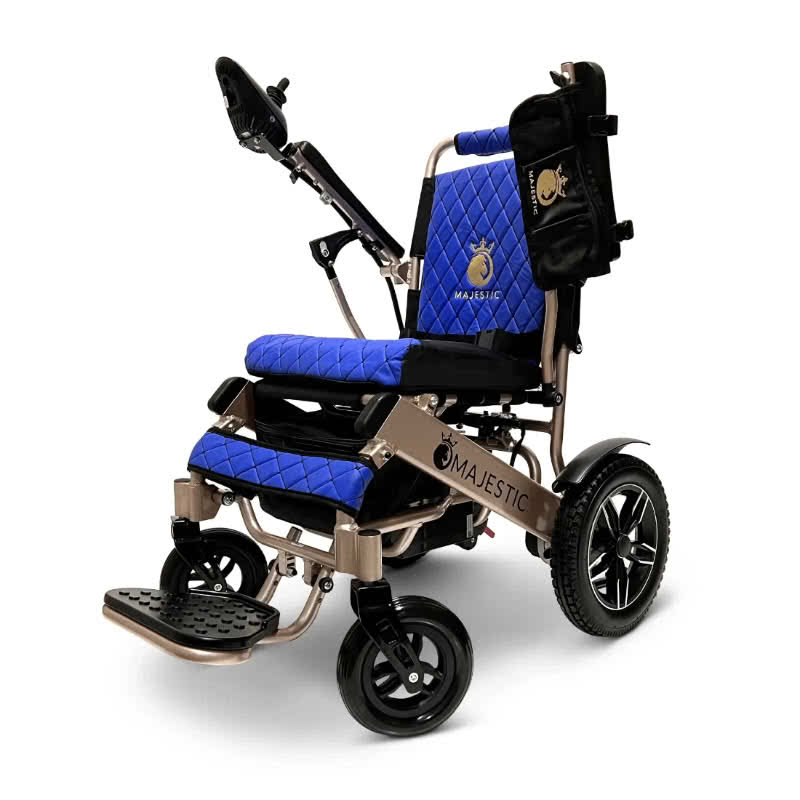 Majestic IQ-8000 Lightweight Wheelchair in bronze, blue seat
