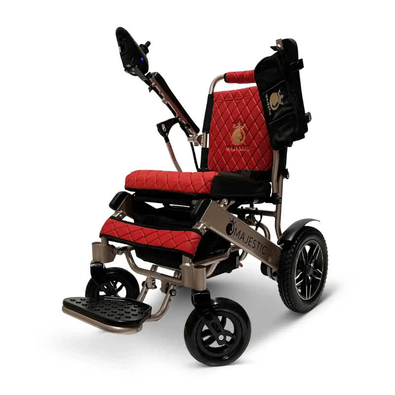 Majestic IQ-8000 Lightweight Wheelchair in silver, red seat