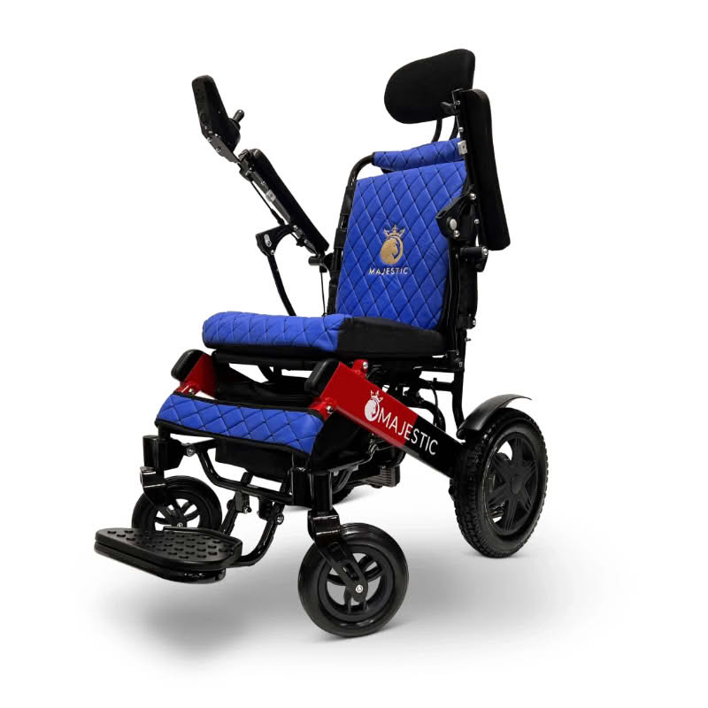 ComfyGo Majestic IQ-9000 Wheelchair in black and red, blue seat