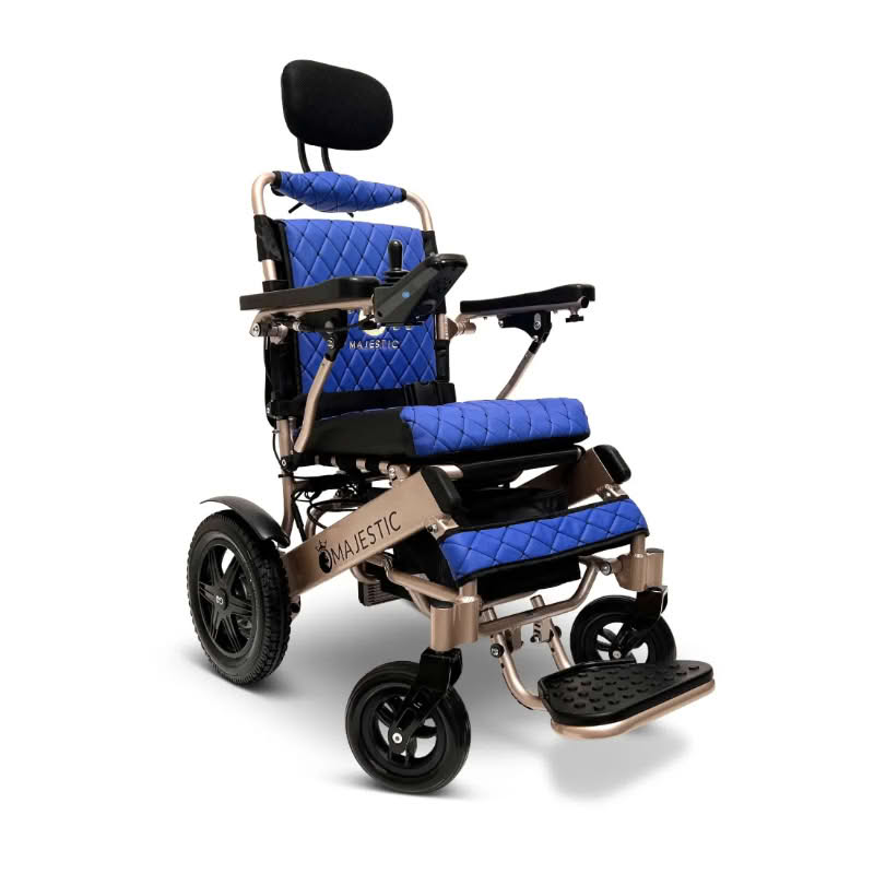 ComfyGo Majestic IQ-9000 Wheelchair in bronze, blue seat