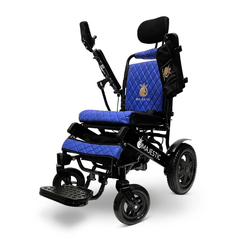 ComfyGo Majestic IQ-9000 Wheelchair in black, blue seat