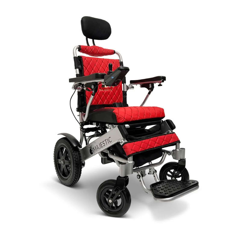 ComfyGo Majestic IQ-9000 Wheelchair in silver, red seat
