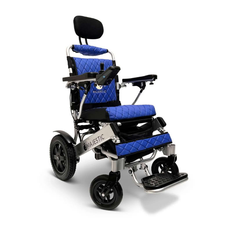 ComfyGo Majestic IQ-9000 Wheelchair in silver, blue seat