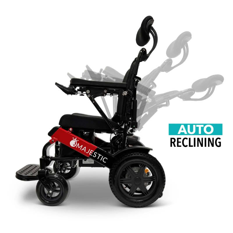 ComfyGo Majestic IQ-9000 Wheelchair in black and red, auto-reclining