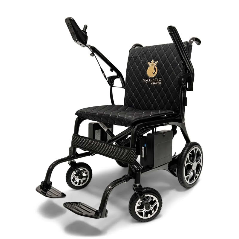 ComfyGo Phoenix Carbon-Fiber Electric Wheelchair in black, adjustable armrests
