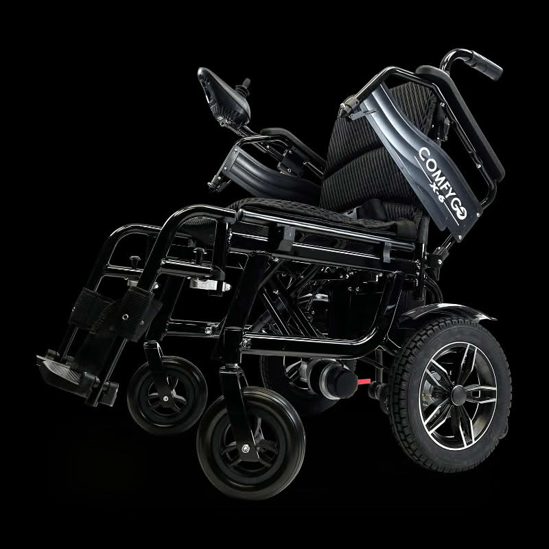 ComfyGo X-6 Wheelchair in black, front left view