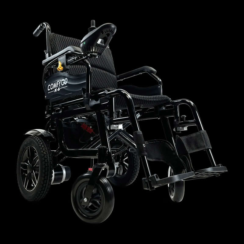 ComfyGo X-6 Wheelchair in black, front right view