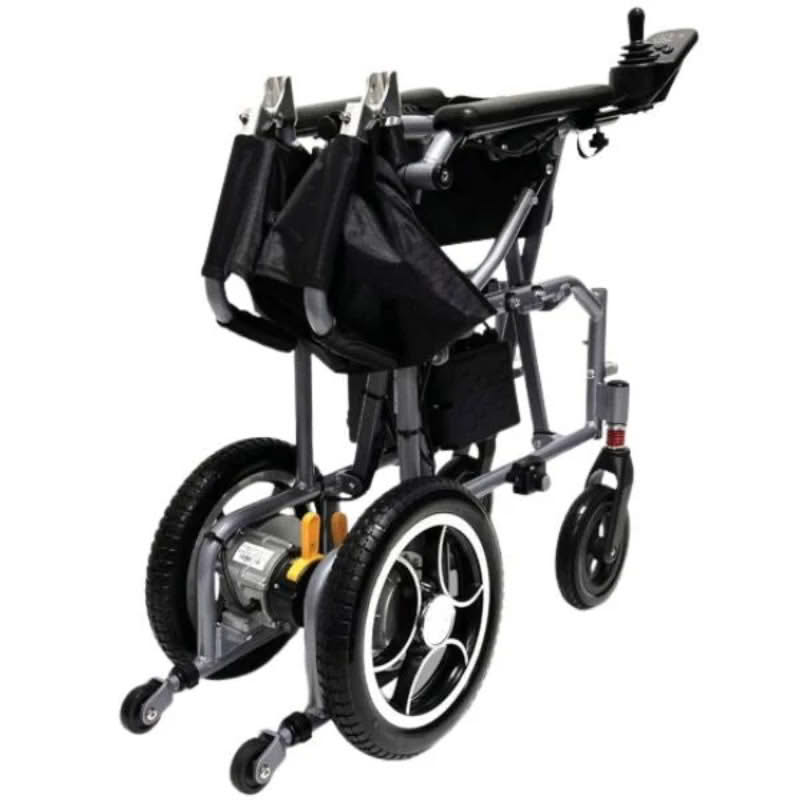 ComfyGo X-7 Lightweight Wheelchair in silver, folded back view