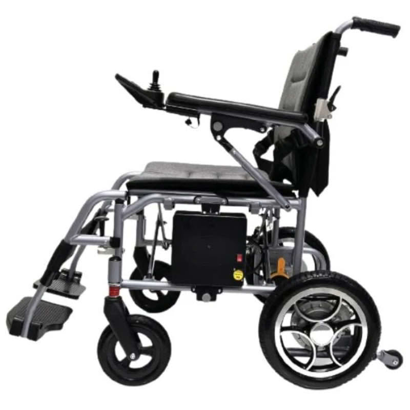 ComfyGo X-7 Lightweight Wheelchair in silver, left sideview