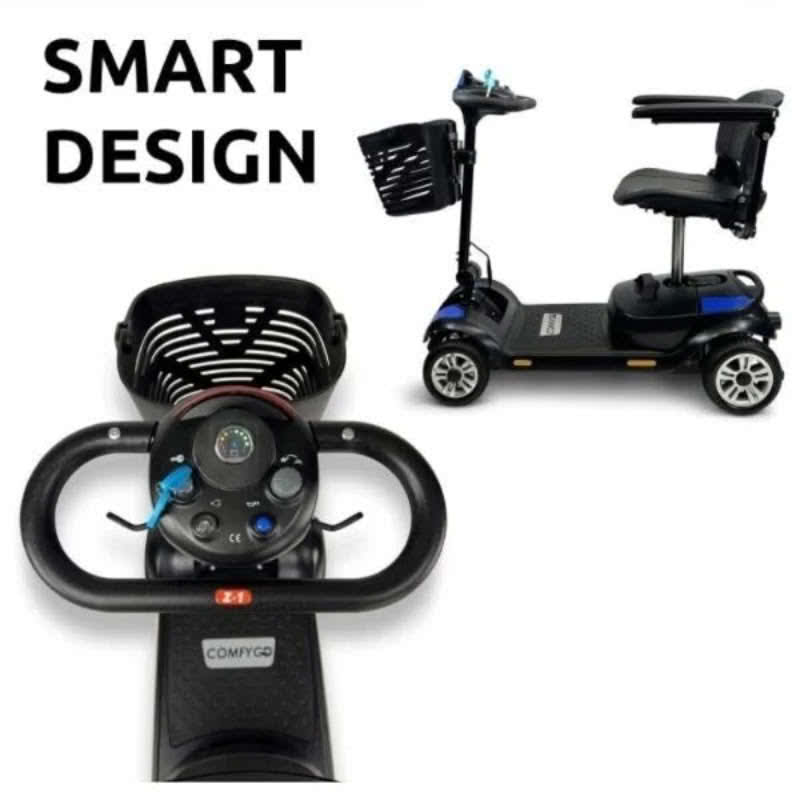 ComfyGo Z-4 Mobility Scooter in blue, smart design