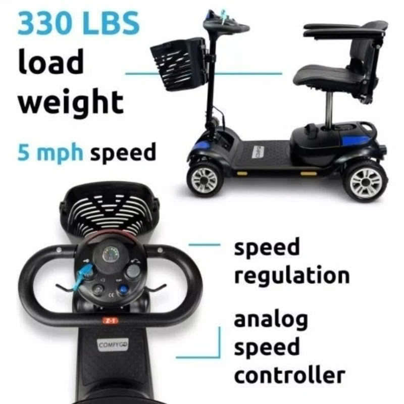 ComfyGo Z-4 Mobility Scooter in blue, weight capacity