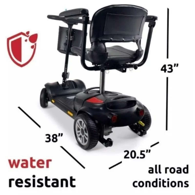 ComfyGo Z-4 Mobility Scooter in red, water resistant and dimensions