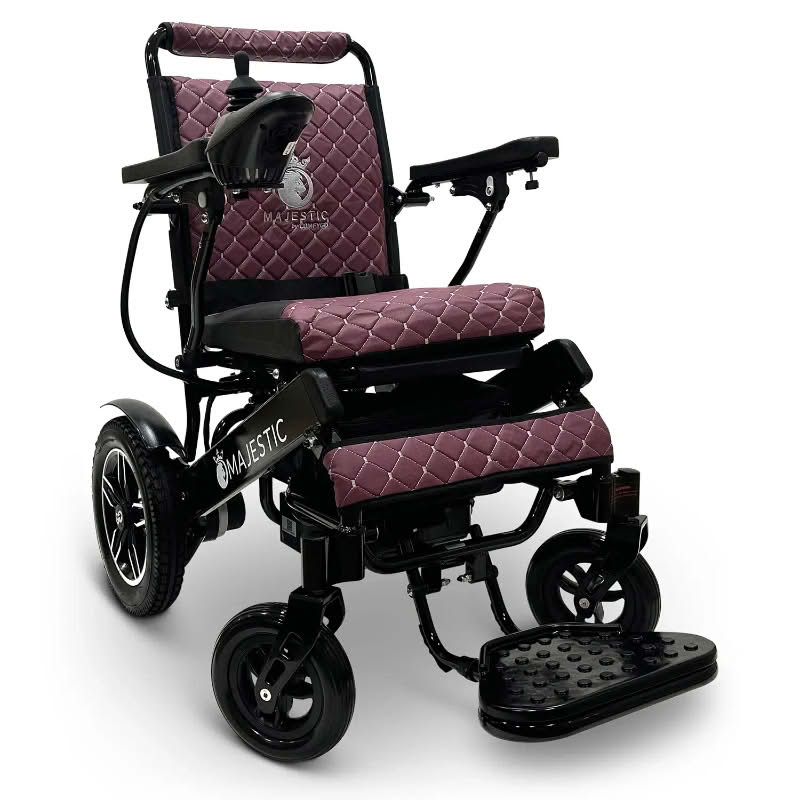 Majestic IQ-8000 Lightweight Wheelchair in black, purple seat
