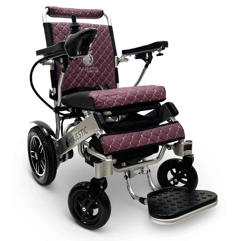 Majestic IQ-8000 Lightweight Wheelchair in silver, purple seat