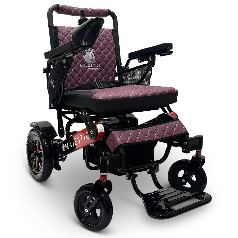 ComfyGo Majestic IQ-7000 Wheelchair in black and red, purple seat