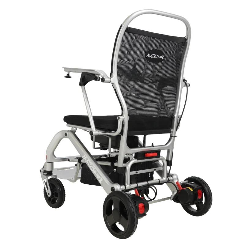 Matrix Ultra 2 Wheelchair in silver, back left view