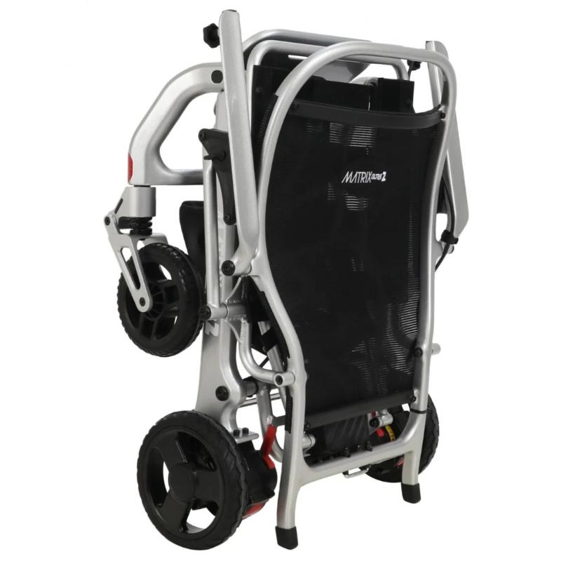 Matrix Ultra 2 Wheelchair in silver, folded front view