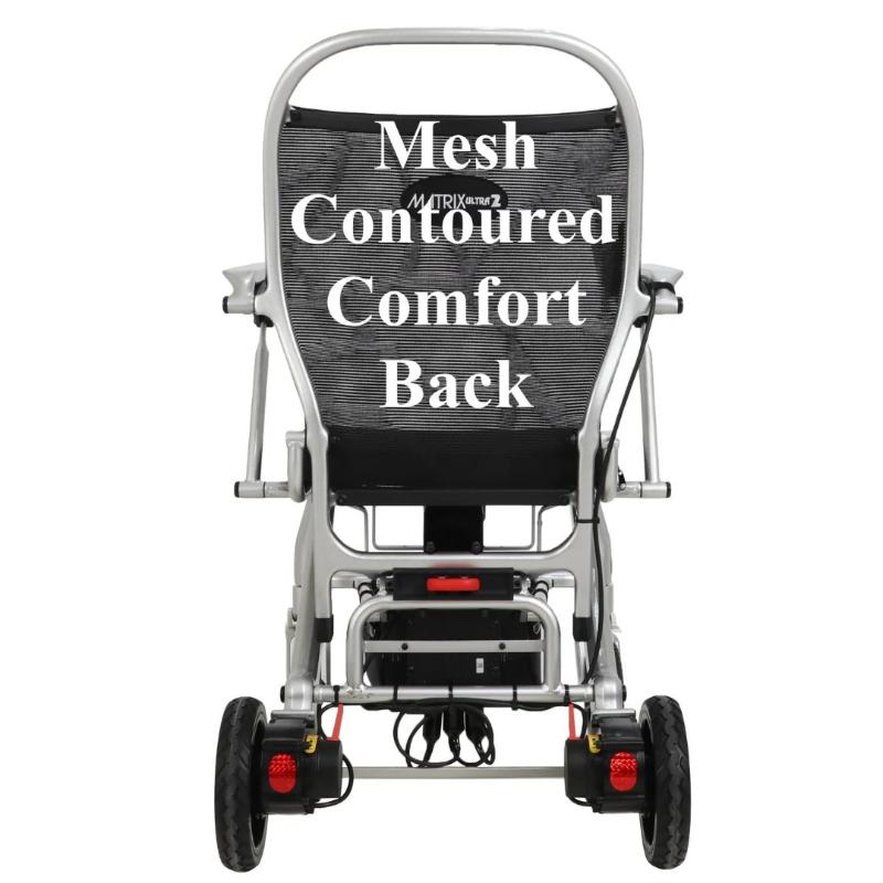 Matrix Ultra 2 Wheelchair in silver, mesh contoured back