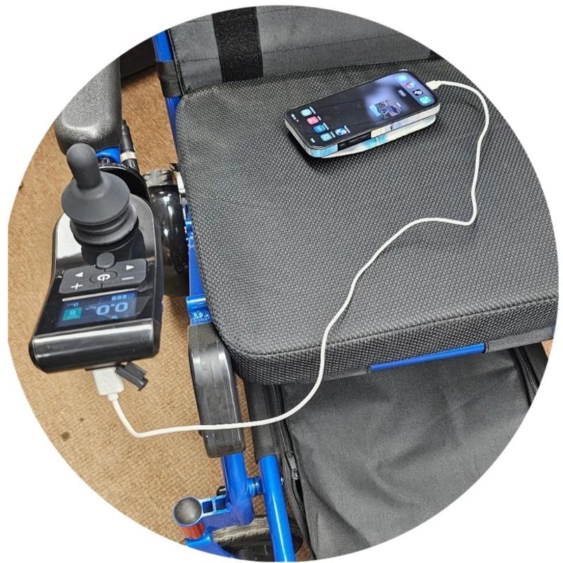 Matrix Ultra 2 Wheelchair in blue, charging station