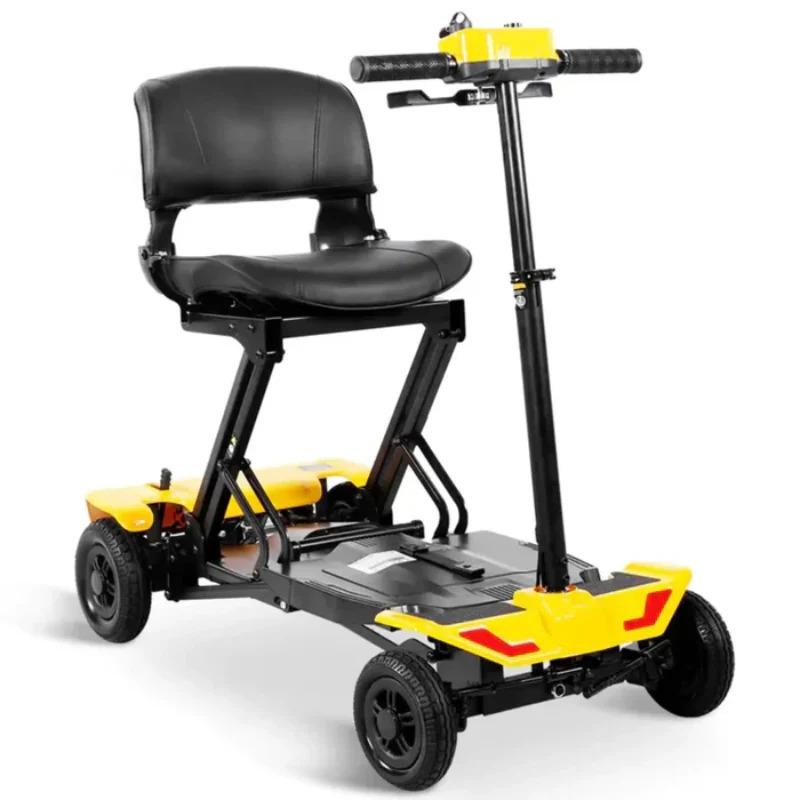 Megatrone Automatic Folding Scooter in yellow, front right view