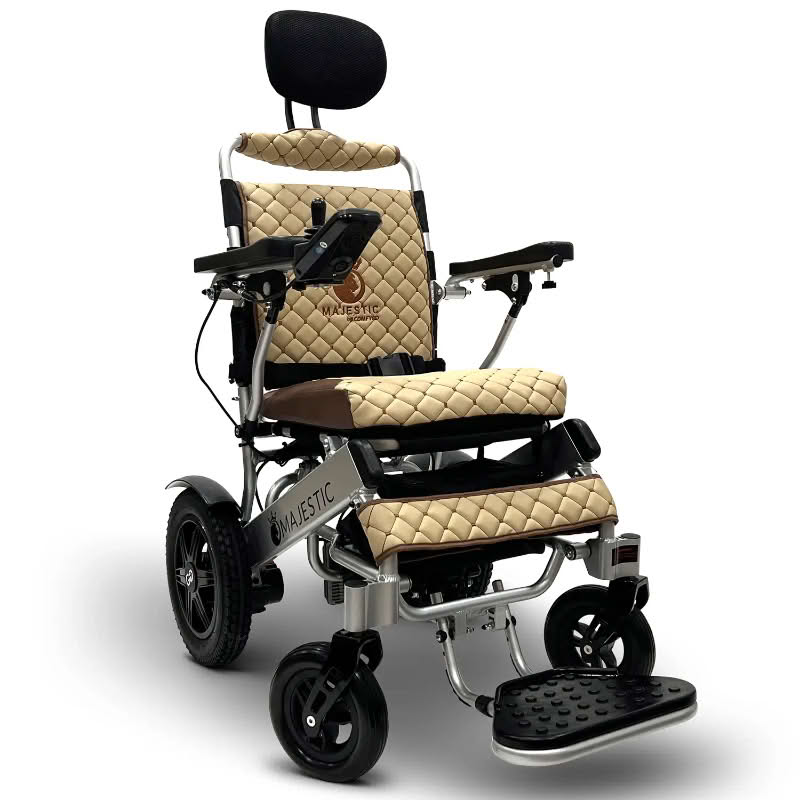ComfyGo Majestic IQ-9000 Wheelchair in silver, coffee seat