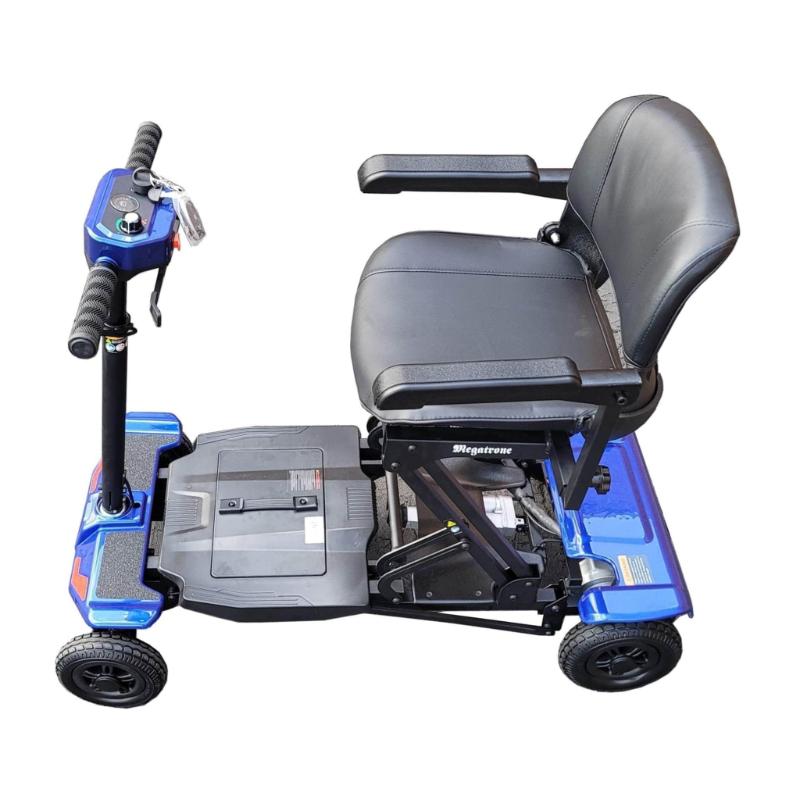 Megatrone Automatic Folding Scooter in blue, leftside view