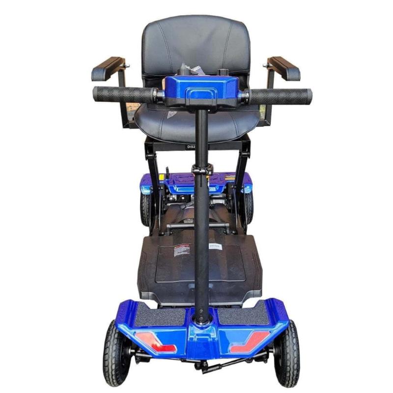 Megatrone Automatic Folding Scooter in blue, front view