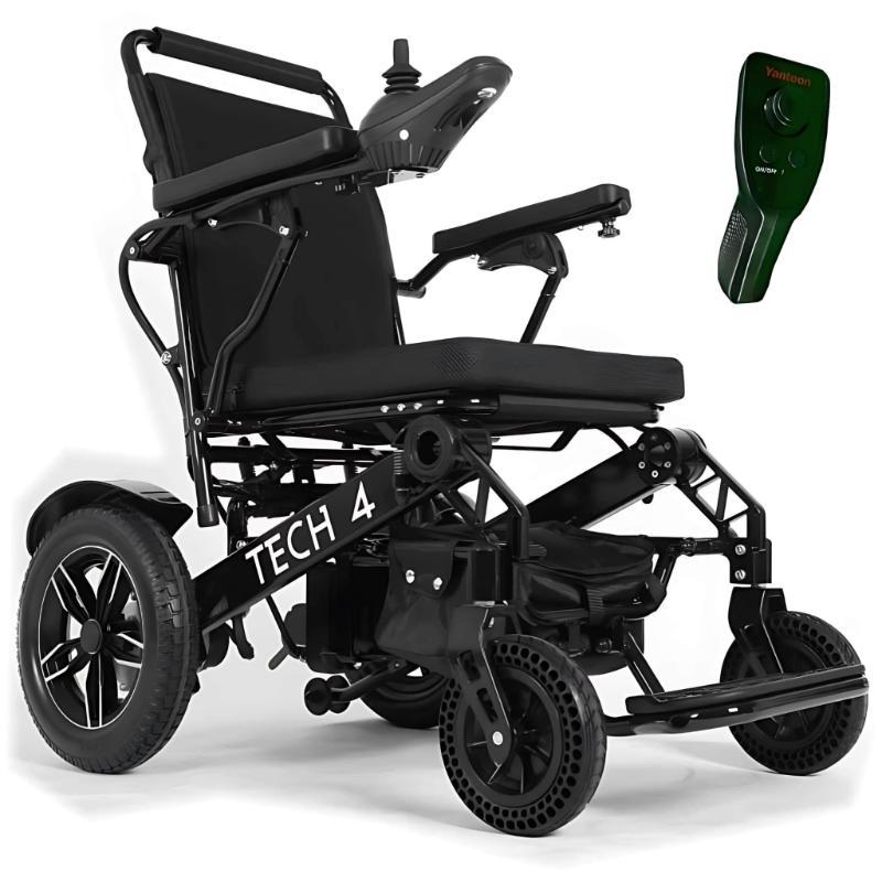 Tech 4 Remote Control Power Wheelchair in black, controller, front right view