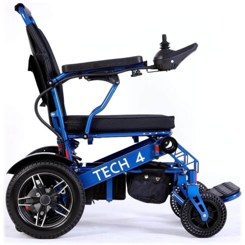 Tech 4 Remote Control Power Wheelchair in blue, right sideview