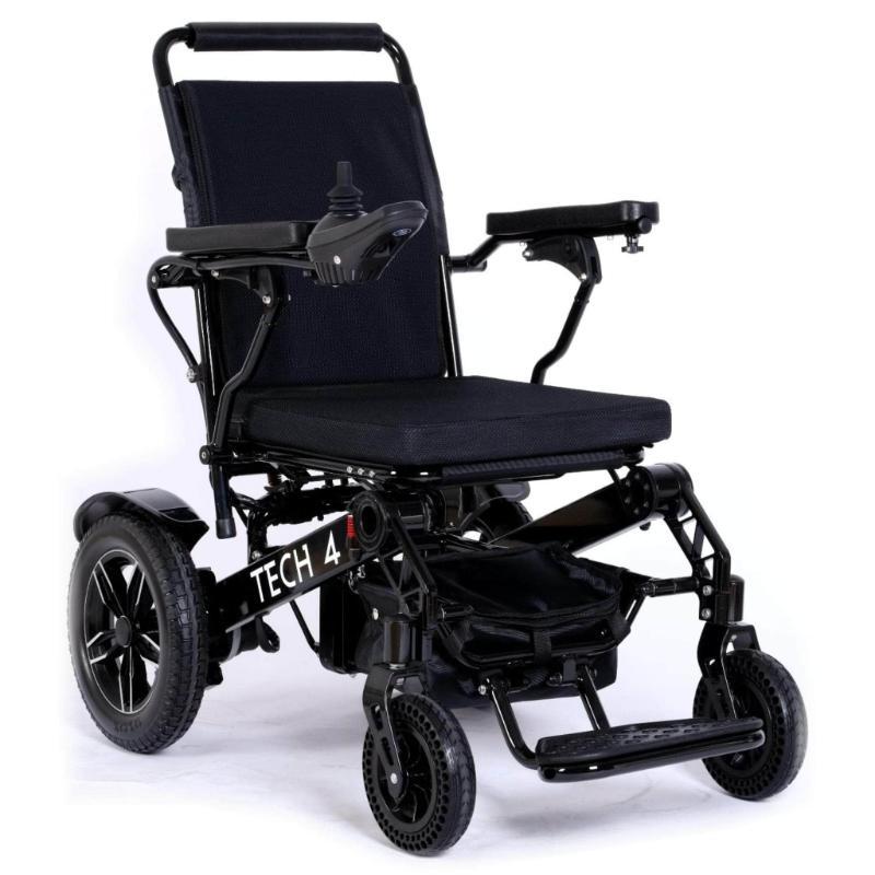Tech 4 Remote Control Power Wheelchair in black, front right view