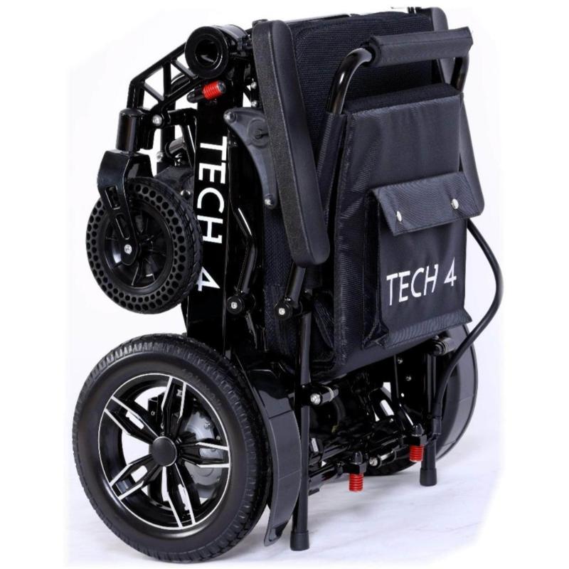 Tech 4 Remote Control Power Wheelchair in black, folded