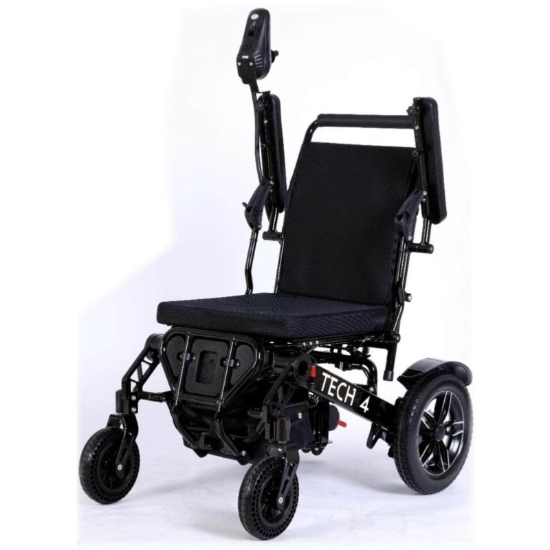 Tech 4 Remote Control Power Wheelchair in black, adjustable armrest
