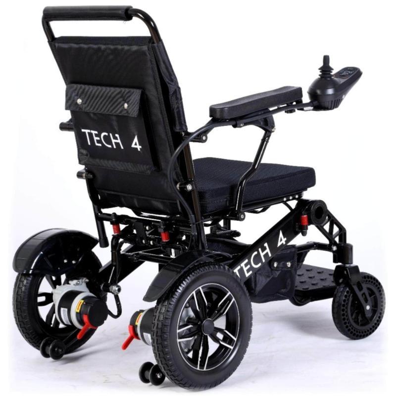 Tech 4 Remote Control Power Wheelchair in black, back right view