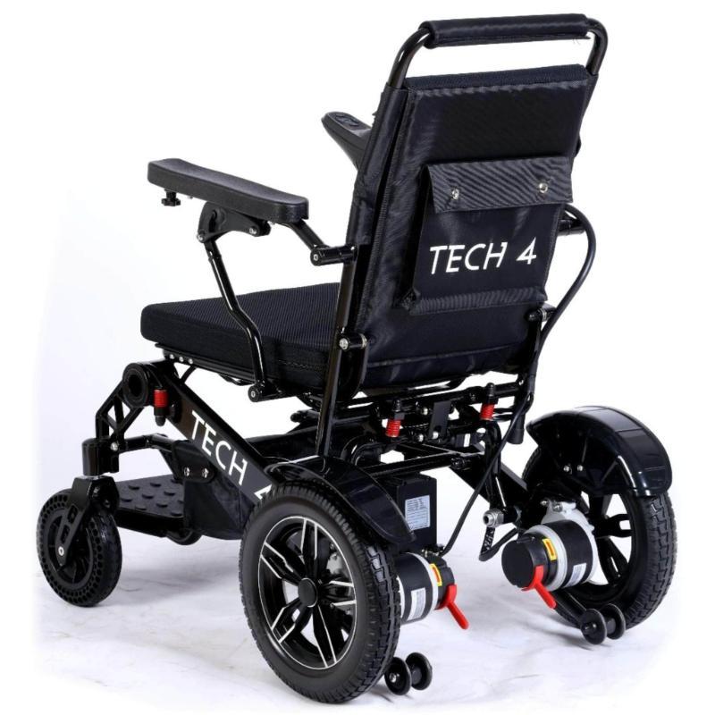 Tech 4 Remote Control Power Wheelchair in black, back left view