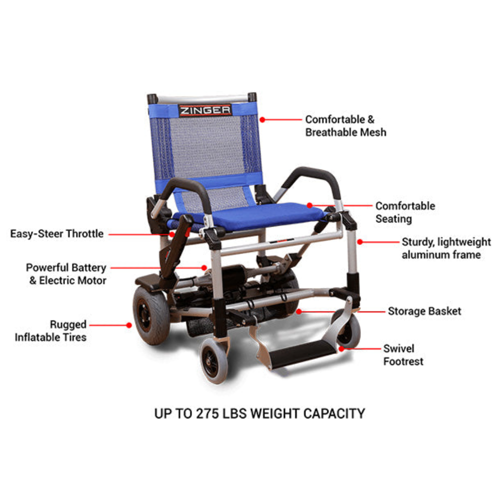 Journey Health Zinger Lightweight Folding Power Wheelchair