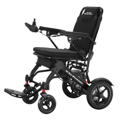 Left side view of the Featherweight Electric Wheelchair